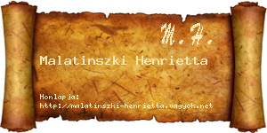 Malatinszki Henrietta névjegykártya